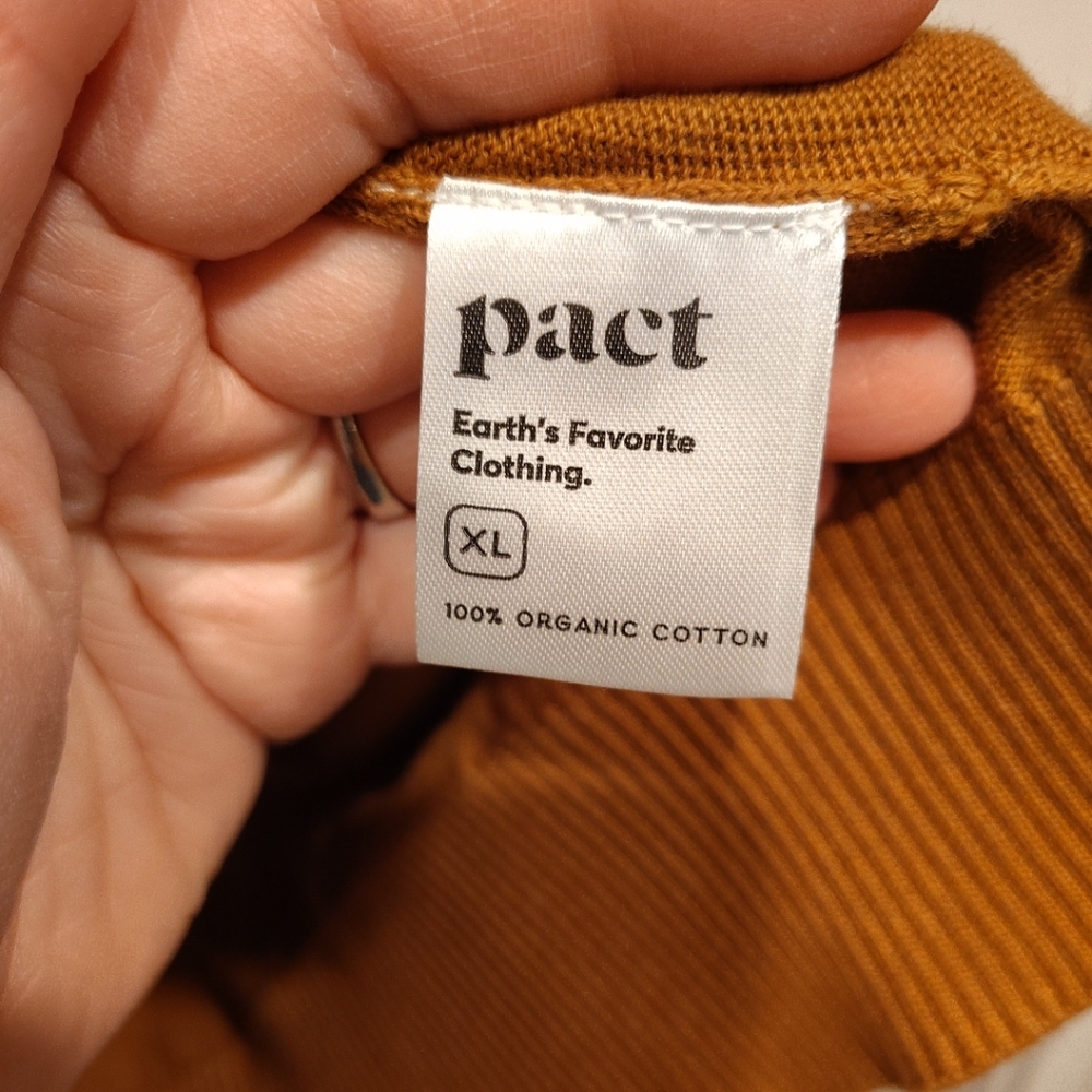 Pact Classic Fine Knit Burnt Orange V-Neck Organic Cotton Sweater Sz XL Preppy - Picture 5 of 7